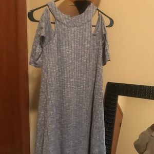 Blue, shoulderless, with sleeves